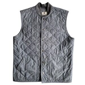 AG Adriano Goldschmied Quilted Vest Mens Gray Snap Front Collared Size L